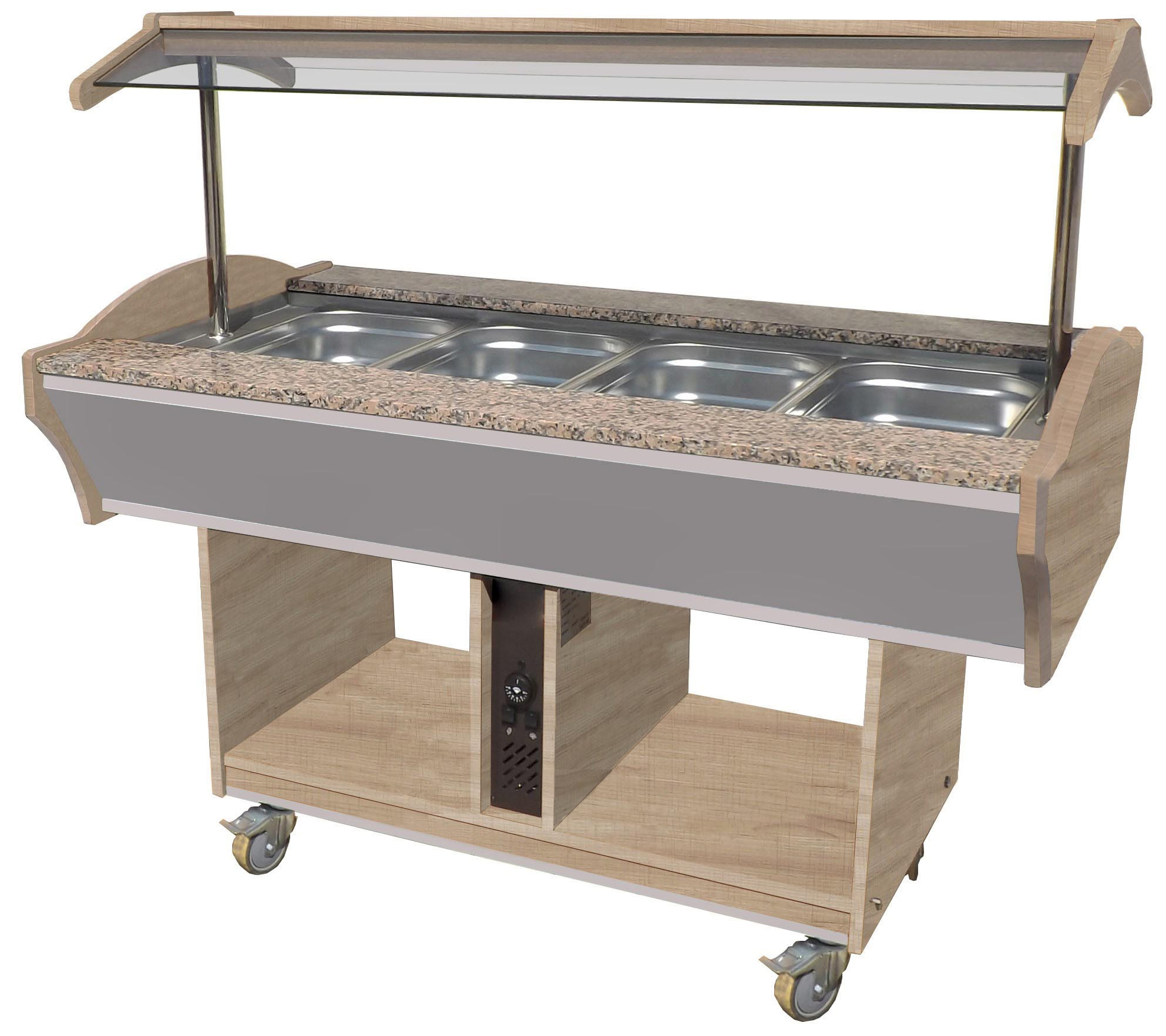 Buffet Bain-Marie Central L2G - 4 bacs GN, chauffage professionnel