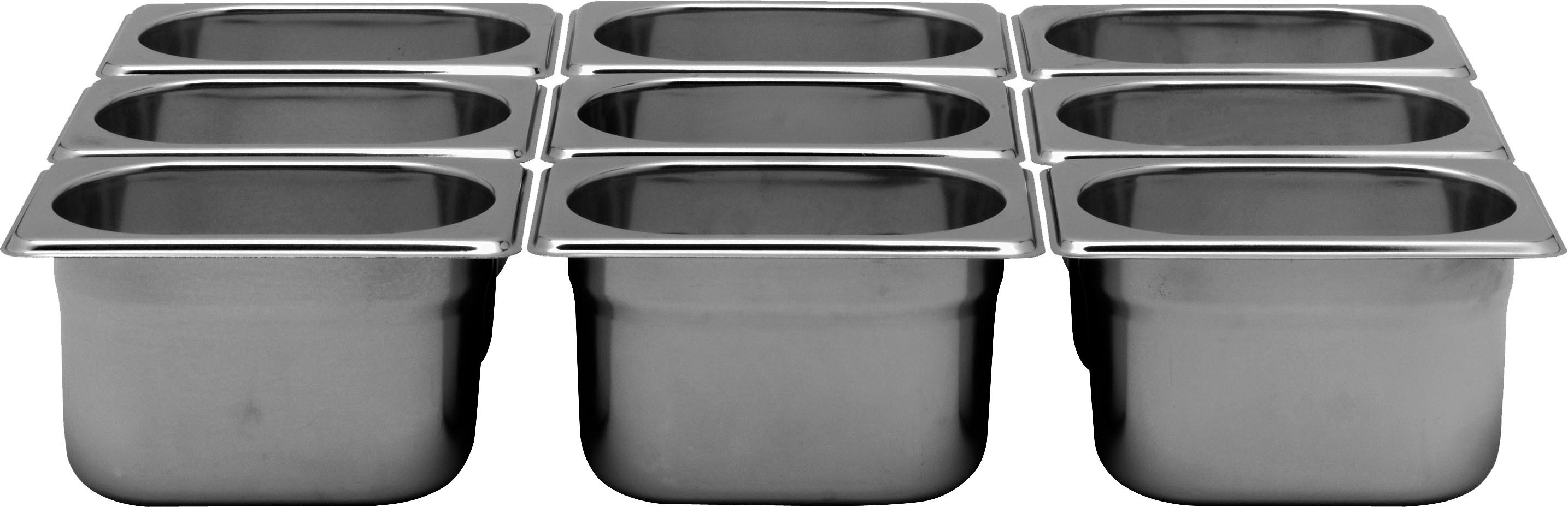 L2G Bac gastro inox GN1/9 P-100 - Bac professionnel en inox AISI 304