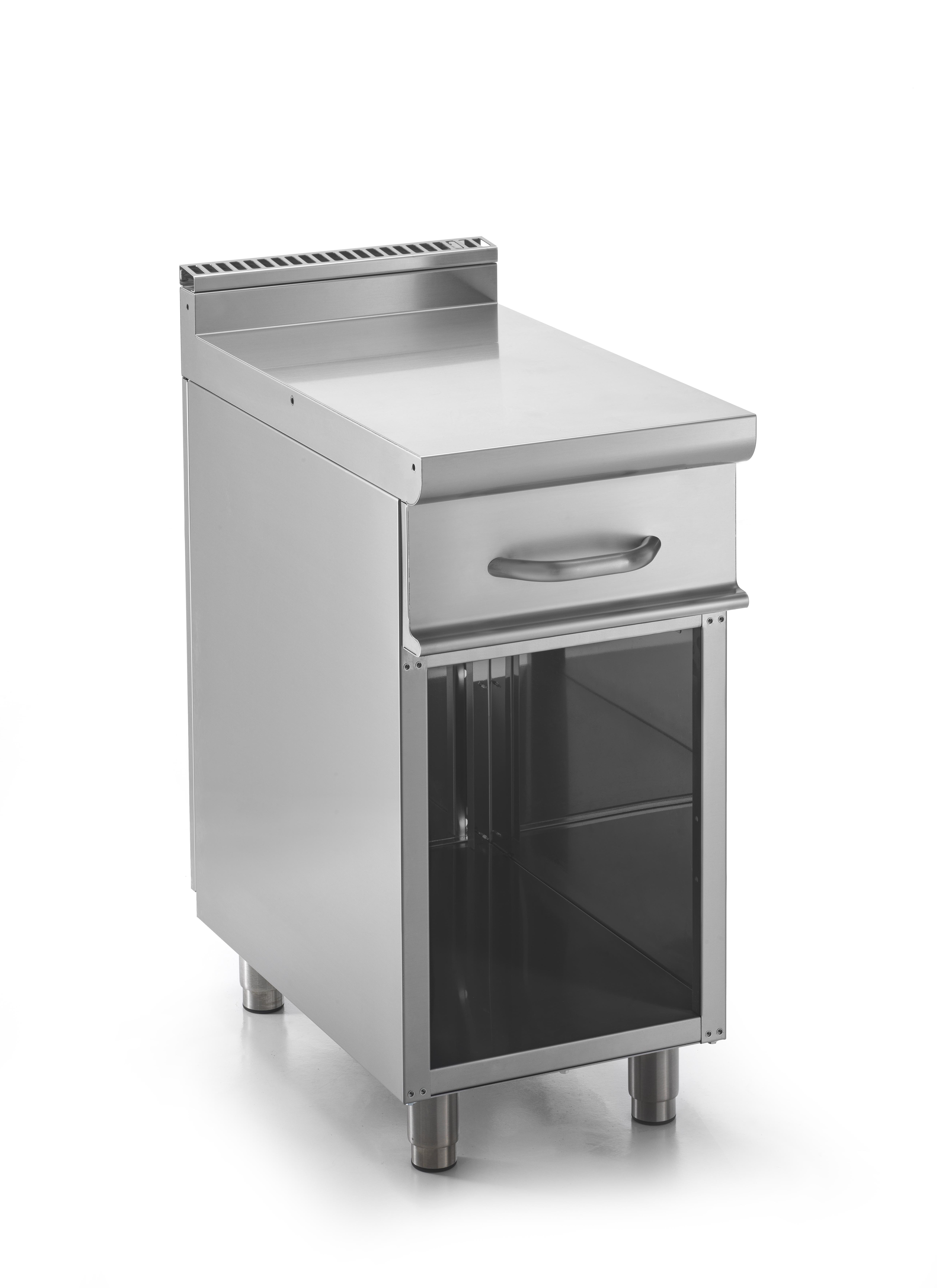 Meuble neutre INOX 304 L2G - Plan de travail rayonné et grille fonte