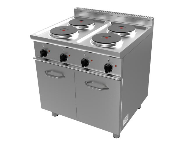 Fourneau électrique 4 plaques inox 304 L2G - Cuisine professionnelle