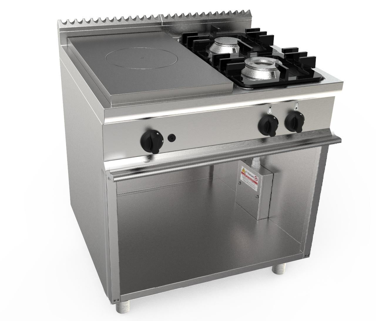 Plaque coup de feu L2G 4,5 kW + 2 feux gaz - Cuisine professionnelle