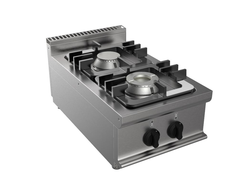 Fourneau gaz L2G 2 brûleurs inox 304 - Cuisine professionnelle 12 kW