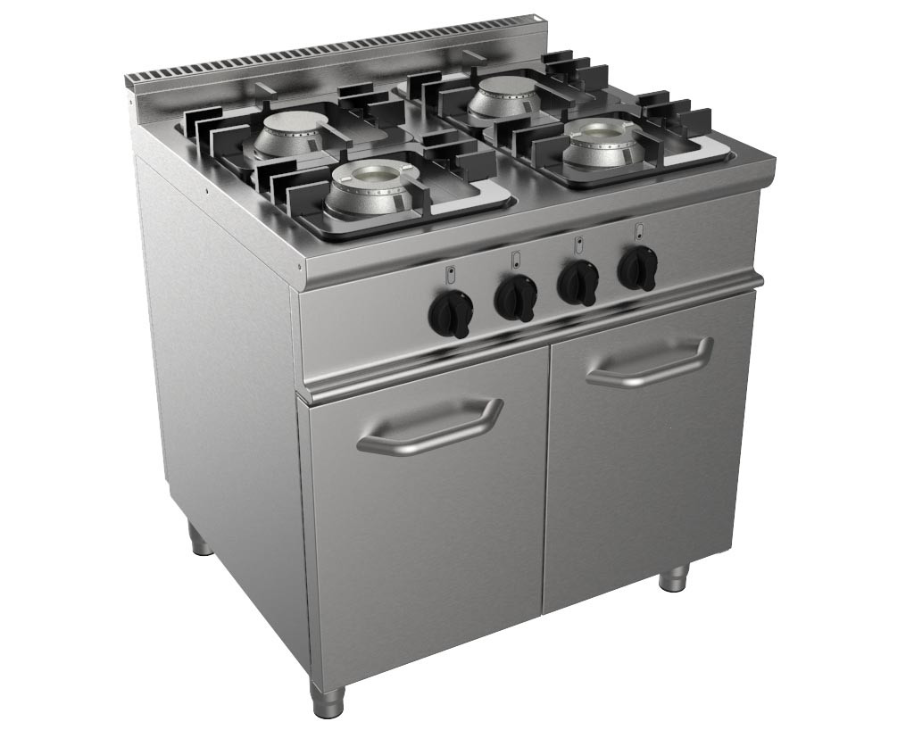 Fourneau gaz L2G 4 brûleurs sur meuble placard fermé - 24 kW