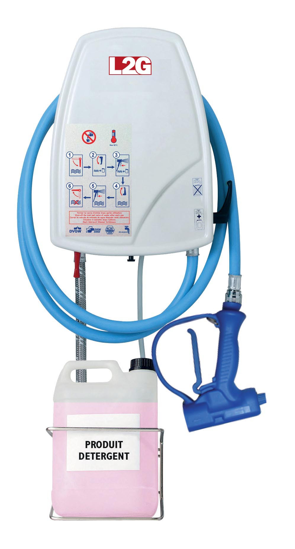 Centrale de nettoyage carénée L2G - Pistolet anti-choc et tuyau 20m