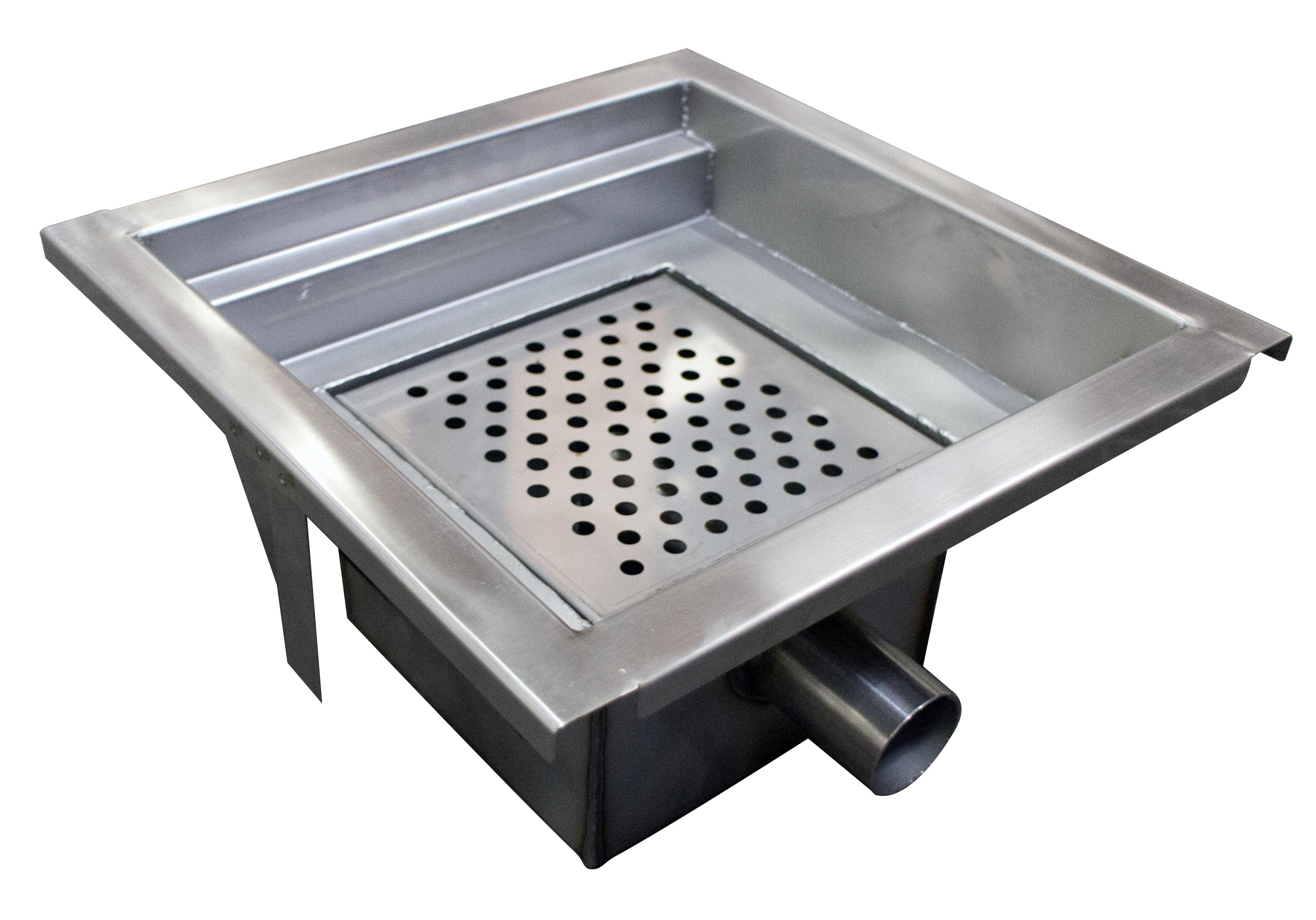 Caniveau inox L2G avec grille à déchets amovible et siphon anti-odeurs