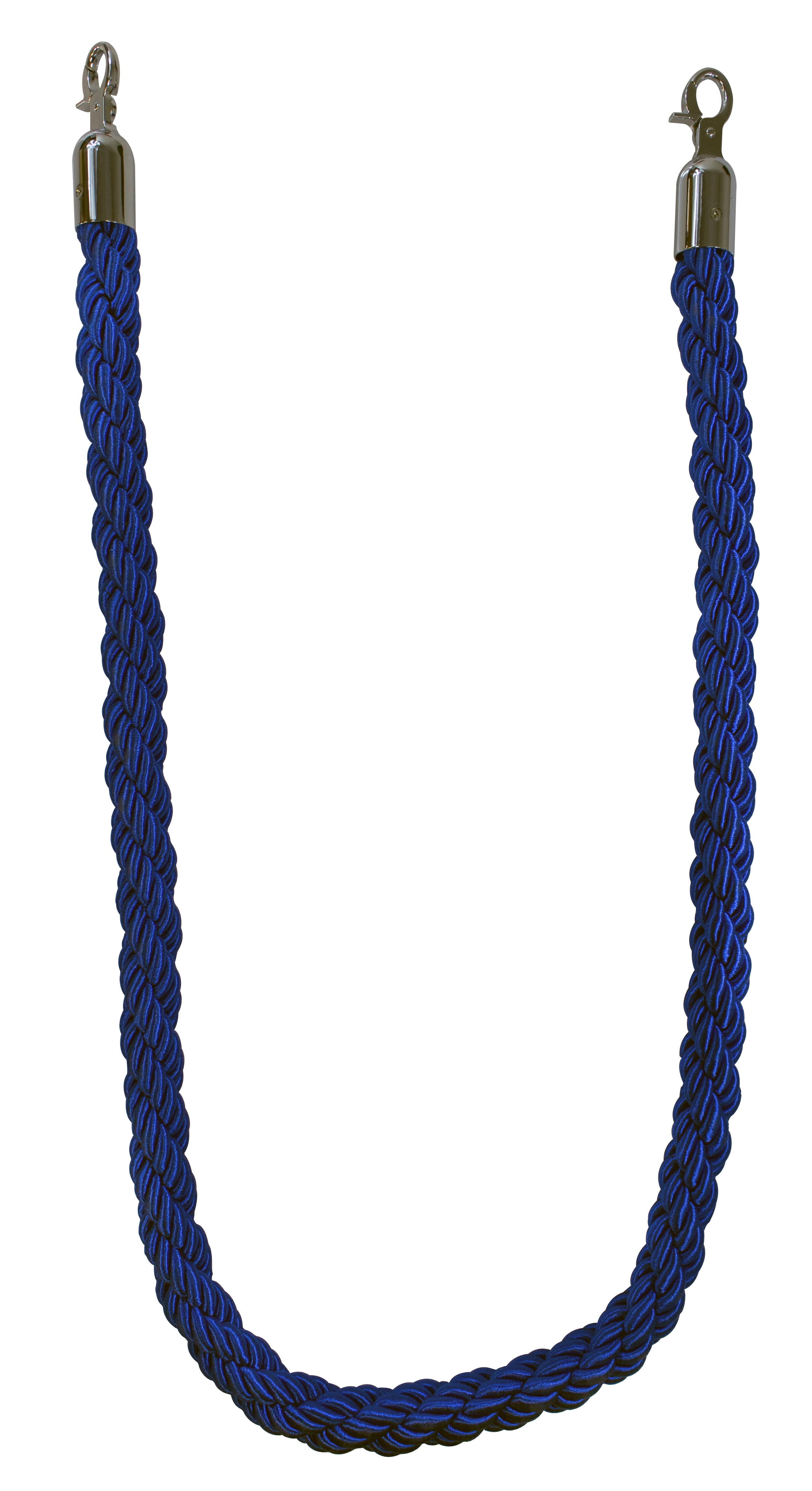 Cordon tressé synthétique bleu L2G - 1500 mm avec mousquetons inox