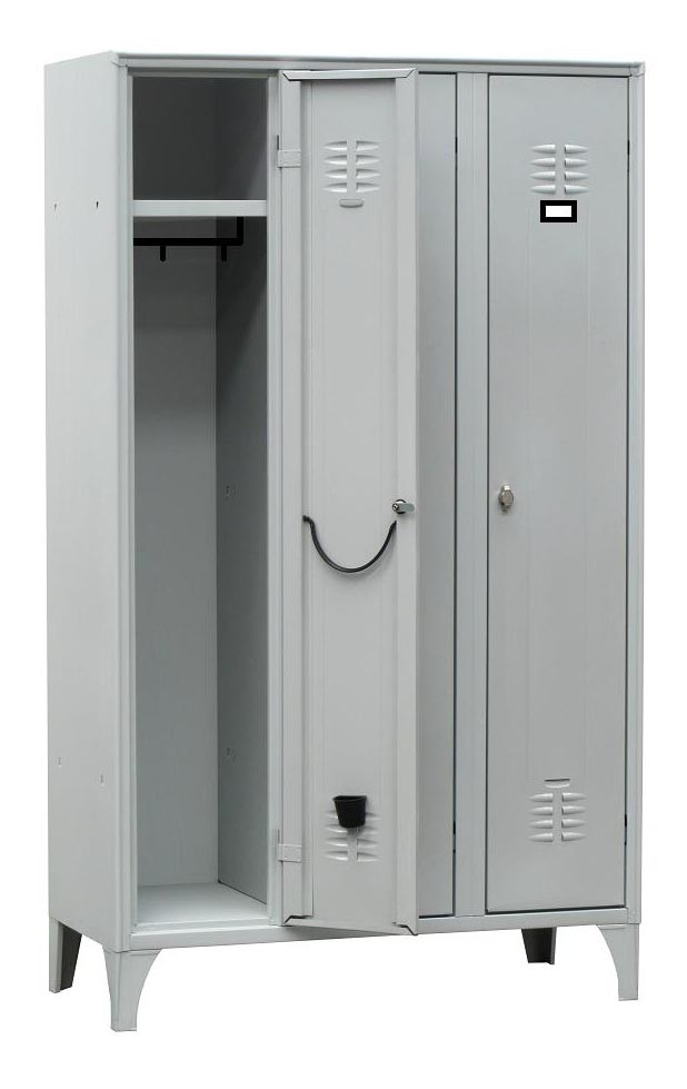 Vestiaire industrie propre L2G - 3 casiers acier sur pieds