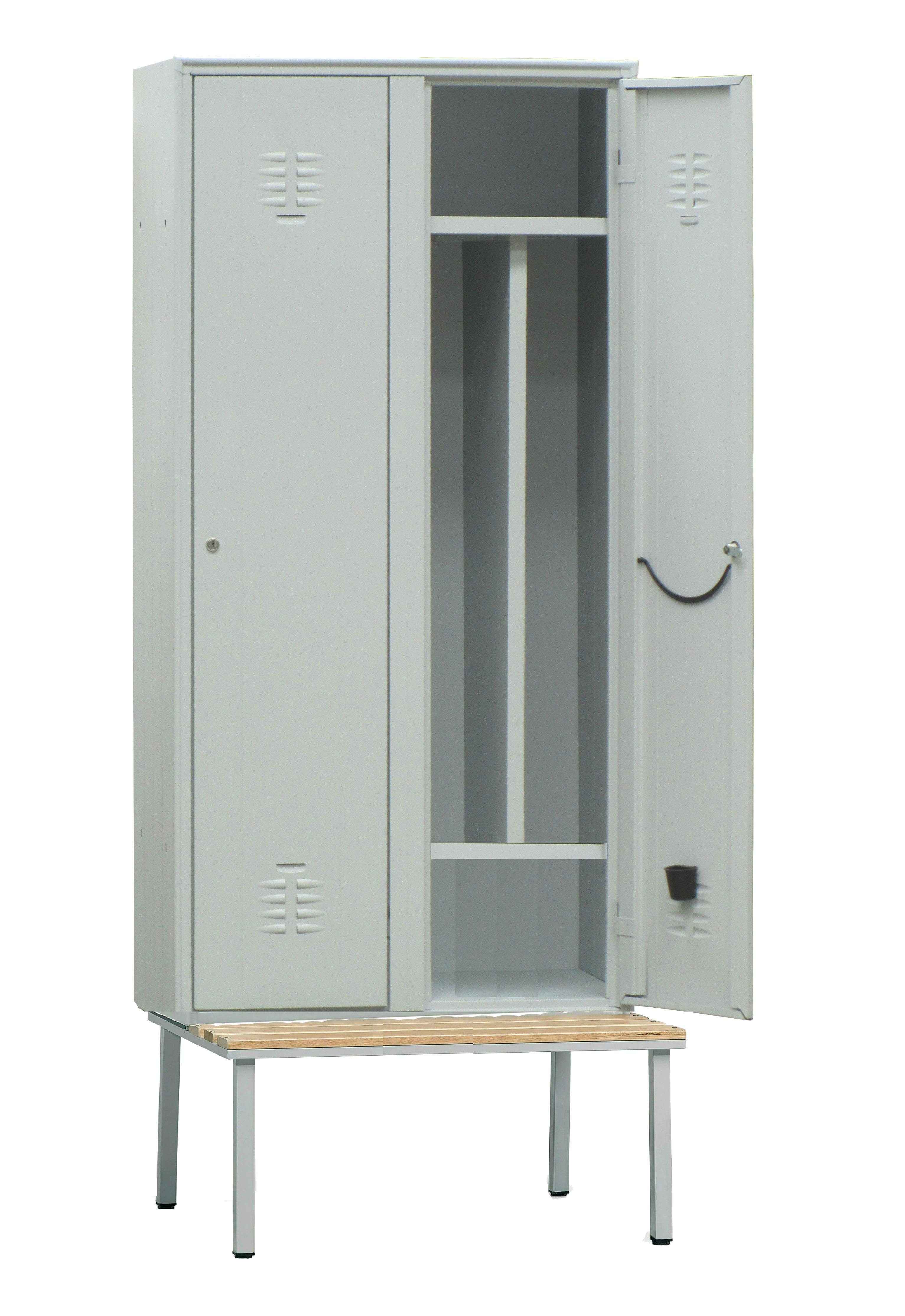 Vestiaire industrie salissante L2G - Acier sur banc avec 2 casiers