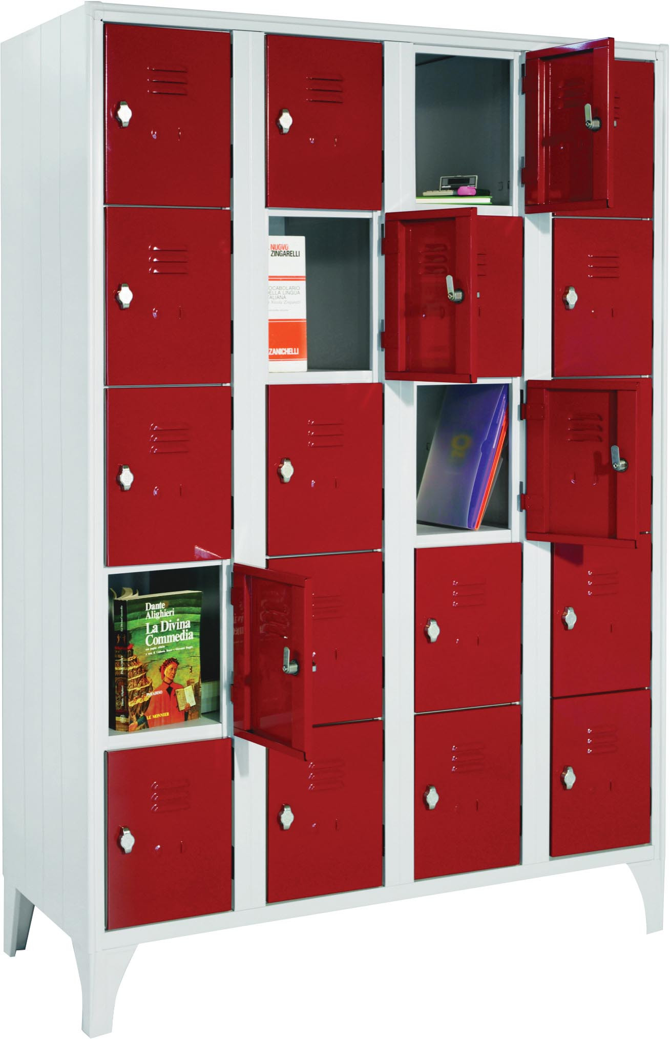 Armoire consigne L2G 4 colonnes, 20 cases avec serrure monnayeur