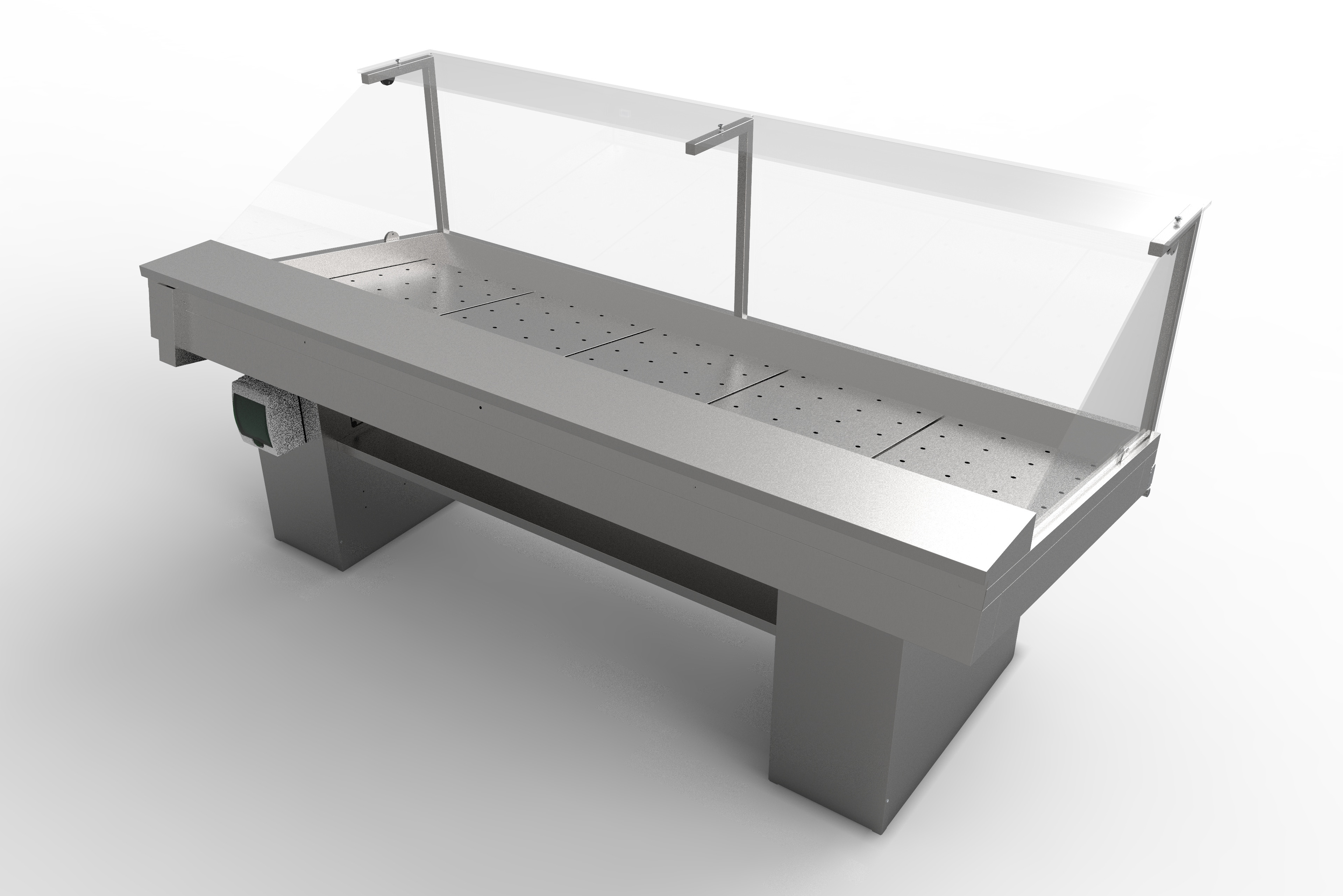 Étal neutre droit L2G avec vitres basculantes - Inox 304 professionnel