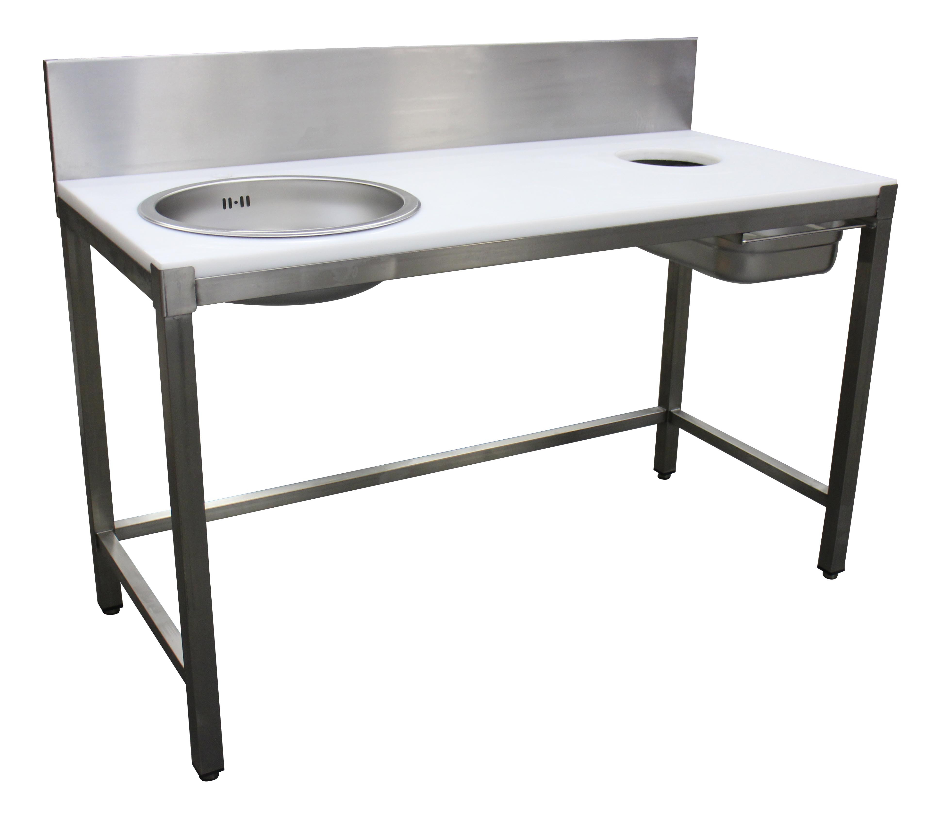 Combine poisson L2G - Table professionnelle inox avec goulotte déchets