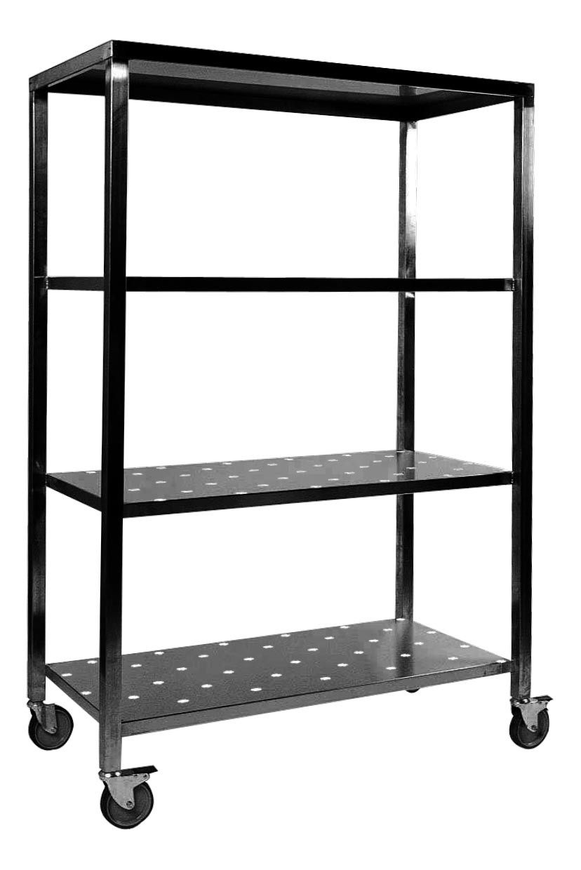 Chariot de remballe L2G 4 niveaux - Stockage professionnel en inox