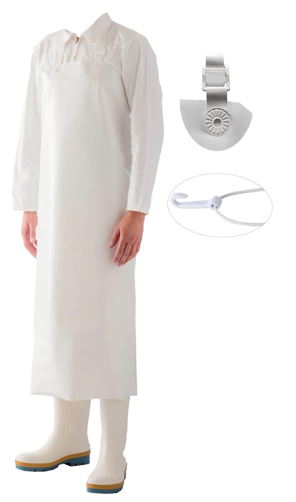 Tablier poissonnier L2G blanc - Polyuréthane avec sangle réglable