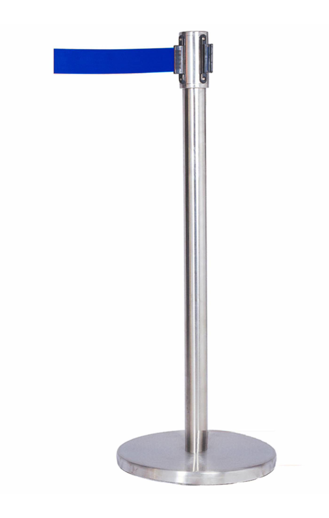 Poteau inox L2G Ø65mm - Sangle rétractable bleue jusqu'à 2m