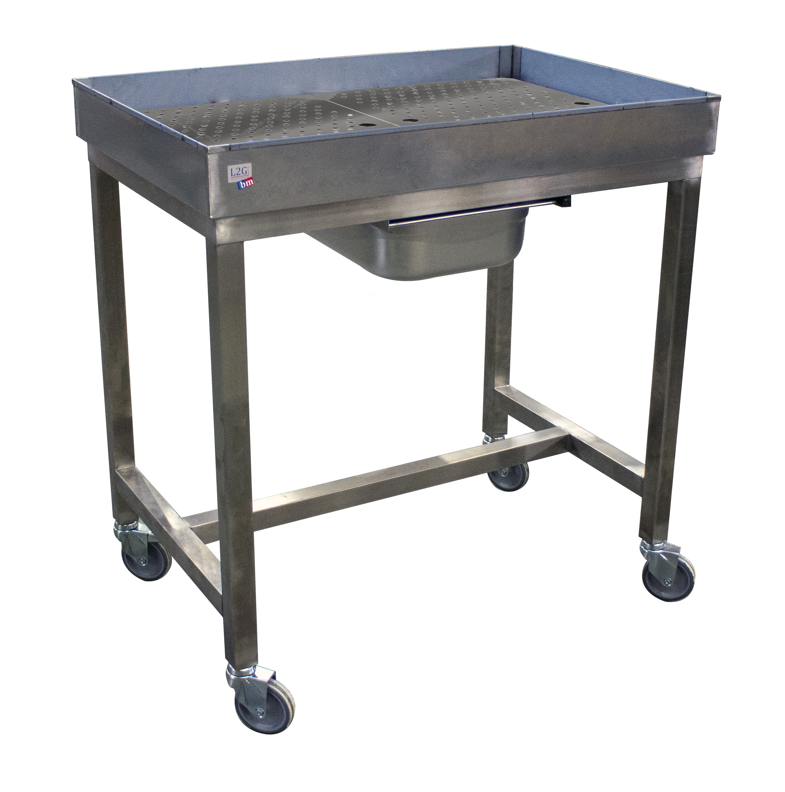 Chariot de dessouvidage inox L2G - Grille amovible et 4 roues freinées