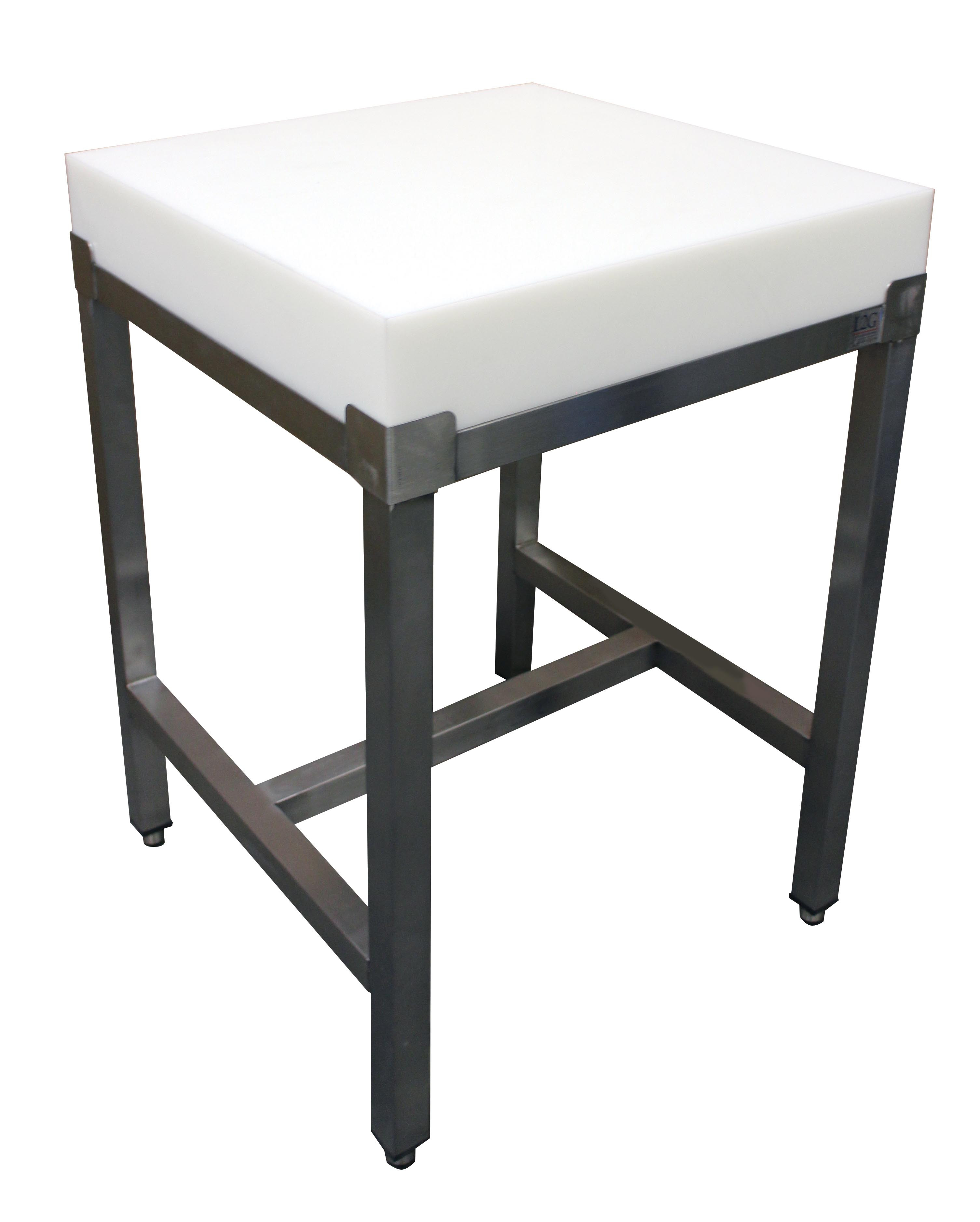 Billot poly L2G 500x500x100mm sur piétement inox 304 - Professionnel