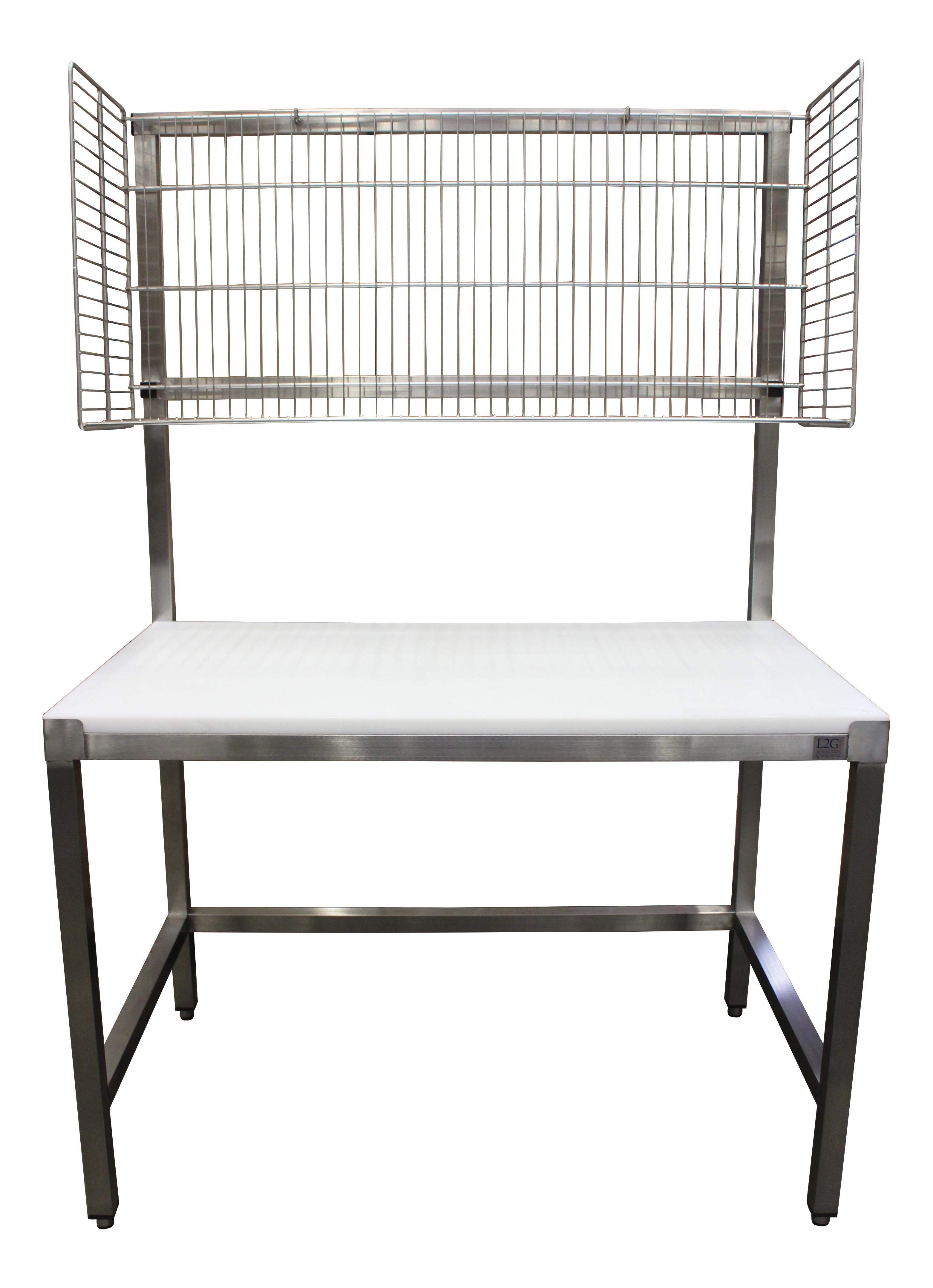 Table de mise sous barquettes L2G - Dessus polyéthylène professionnel