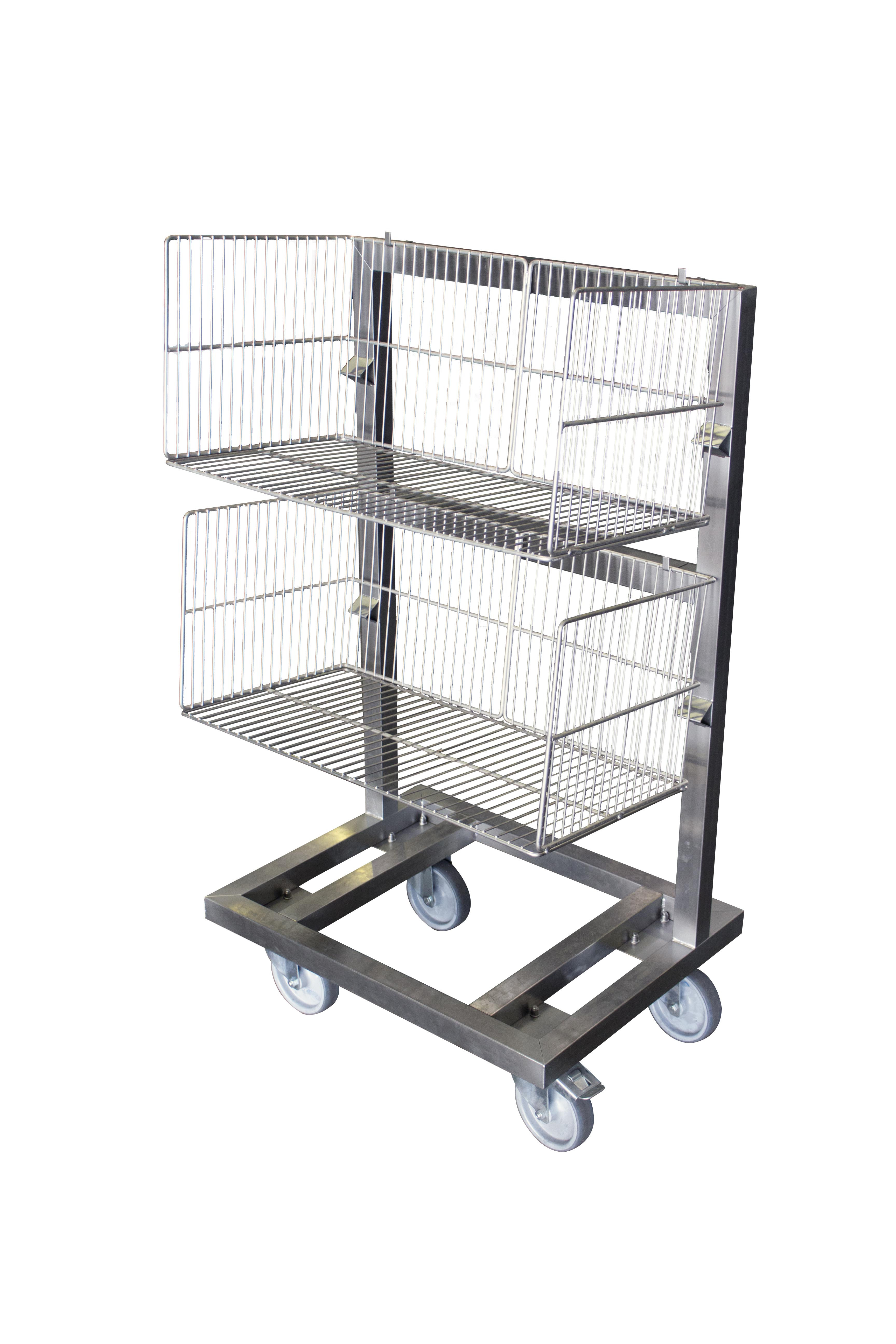 Chariot inox L2G pour 2 paniers barquettes - Équipement cuisine pro