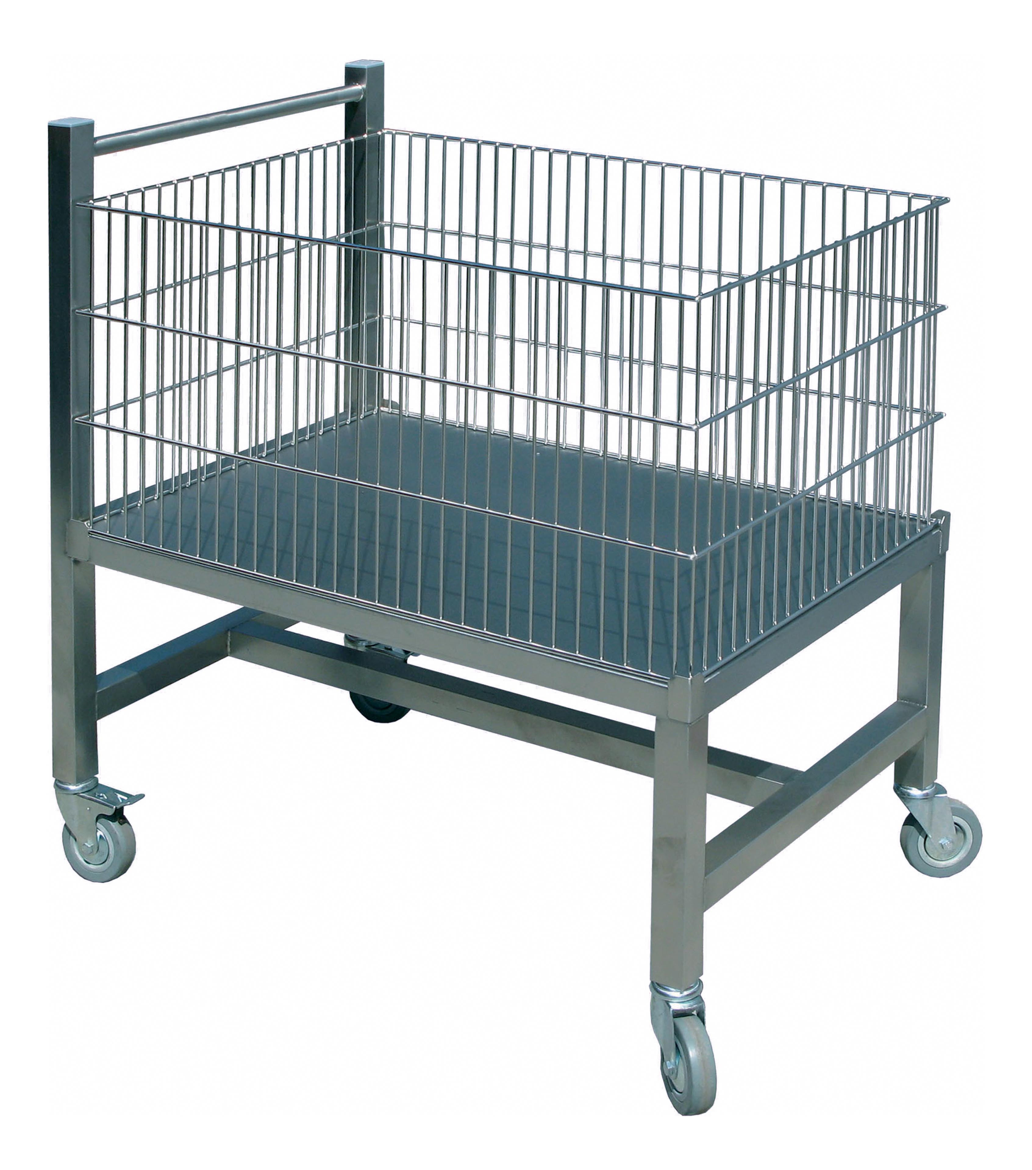Chariot porte-viande inox 304 L2G - 4 roues chape, 220L capacité