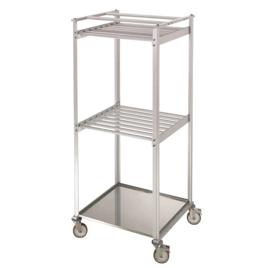 Chariot séchage aluminium L2G - 2 niveaux, 16 barres amovibles