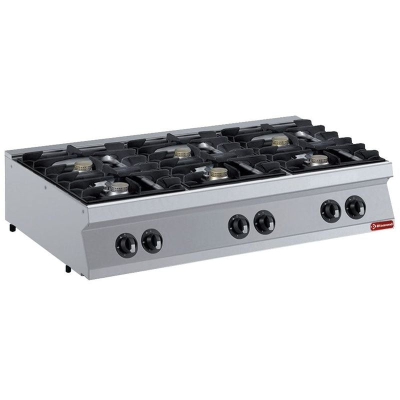 Cuisinière gaz 6 feux DIAMOND - 6x5,5 kW - Table professionnelle inox