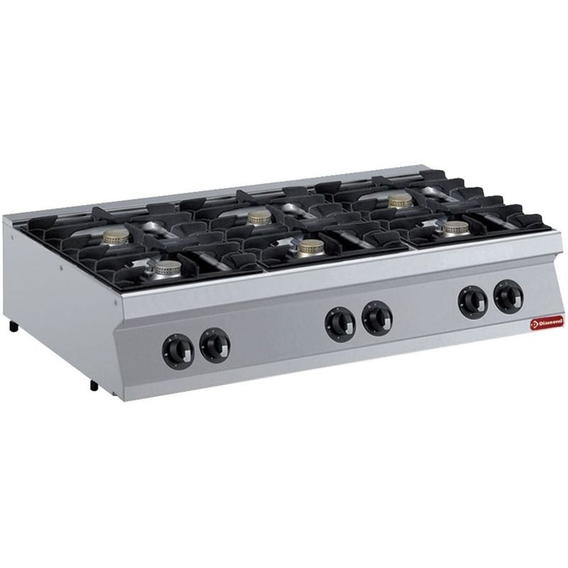 Cuisinière gaz 6 feux DIAMOND - 6x5,5 kW - Table professionnelle inox