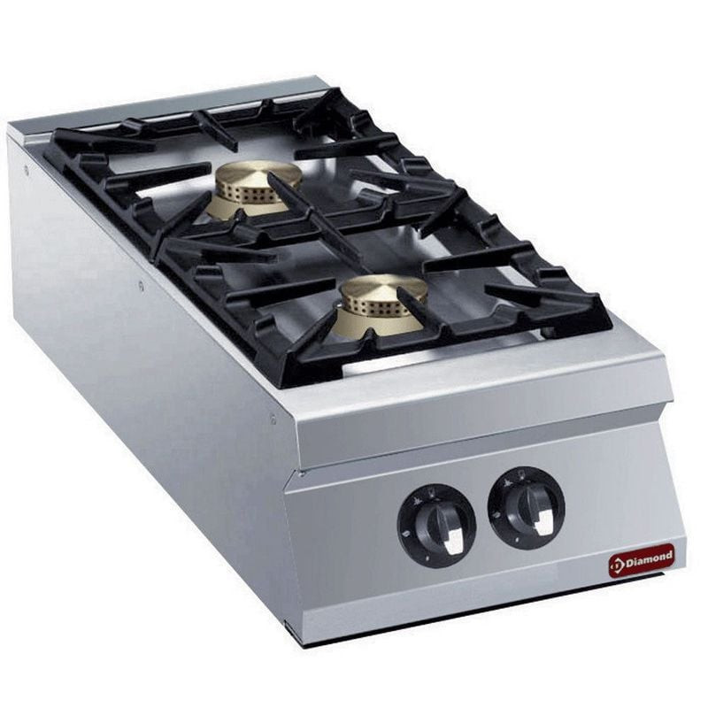Cuisinière à gaz 2 brûleurs DIAMOND - 20 kW de puissance - Cuisine pro