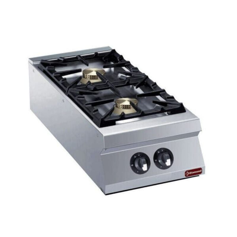 Cuisinière à gaz 2 brûleurs DIAMOND - 20 kW de puissance - Cuisine pro