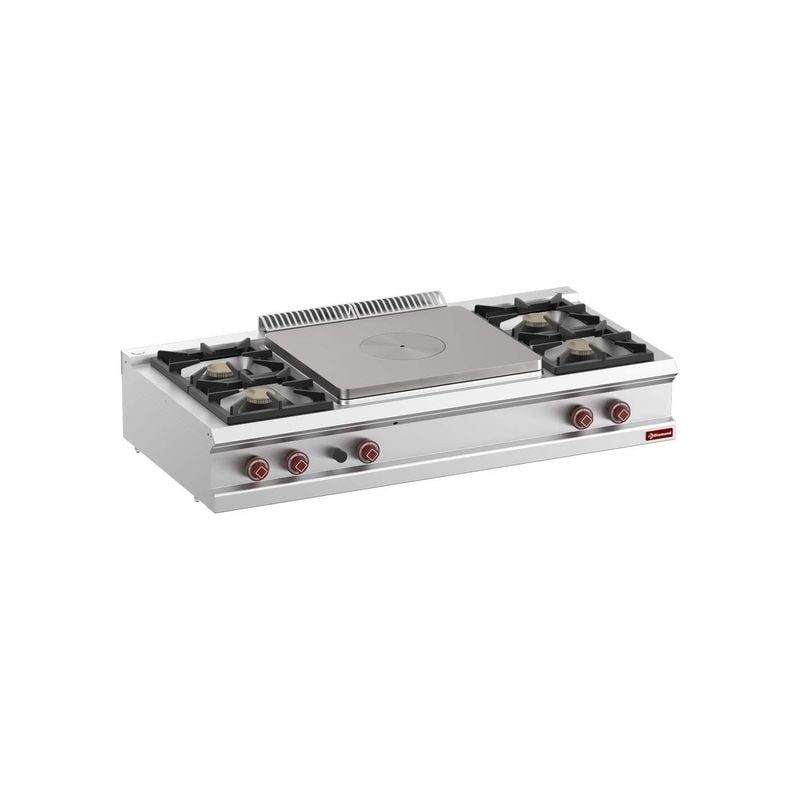 Cuisinière DIAMOND 4 brûleurs avec plaque centrale - Professionnelle