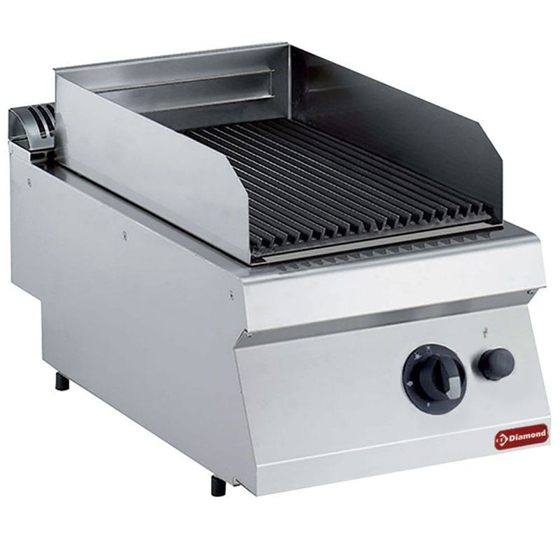 Grill gaz DIAMOND pierre de lave - Grille fonte double face TOP