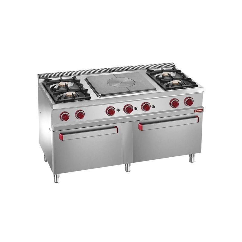 Fourneau gaz DIAMOND 4 feux + taque centrale + 2 fours professionnels
