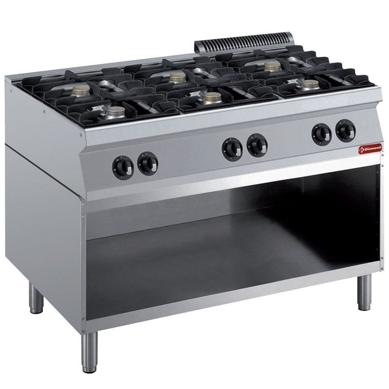 Fourneau gaz DIAMOND 6 brûleurs - Cuisine professionnelle Horeca