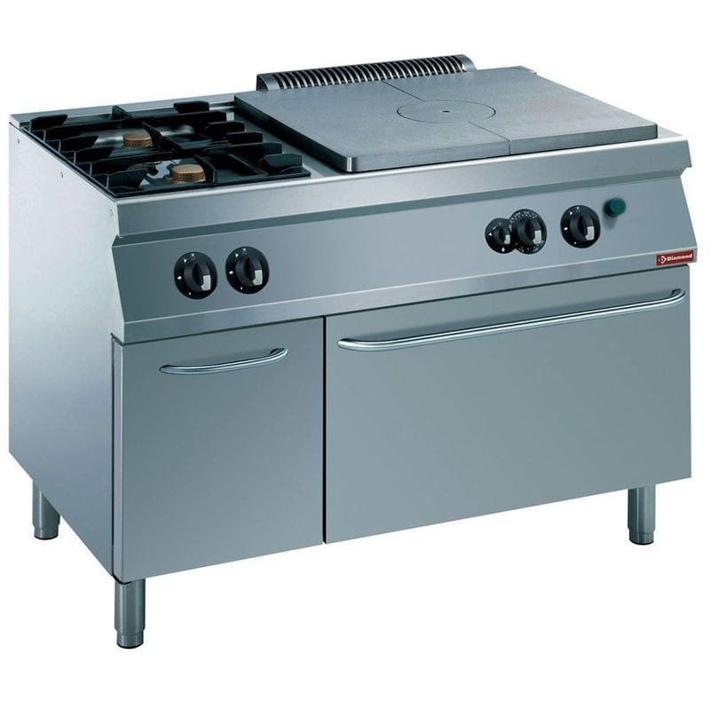 Fourneau DIAMOND 2 feux avec taque fonte et four gaz GN 2/1