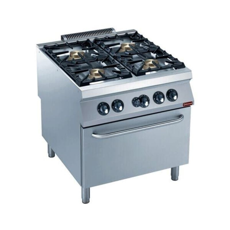 Fourneau gaz DIAMOND 4 brûleurs + four GN 2/1 POWERFUL - Cuisine pro