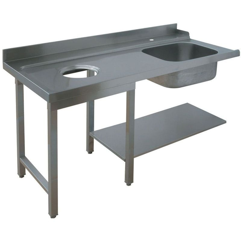 Table prélavage gauche Diamond - Évier 500x500 mm pour cuisine pro