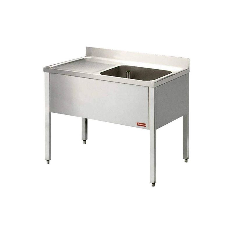 Évier professionnel DIAMOND 1 cuve + égouttoir gauche avec base