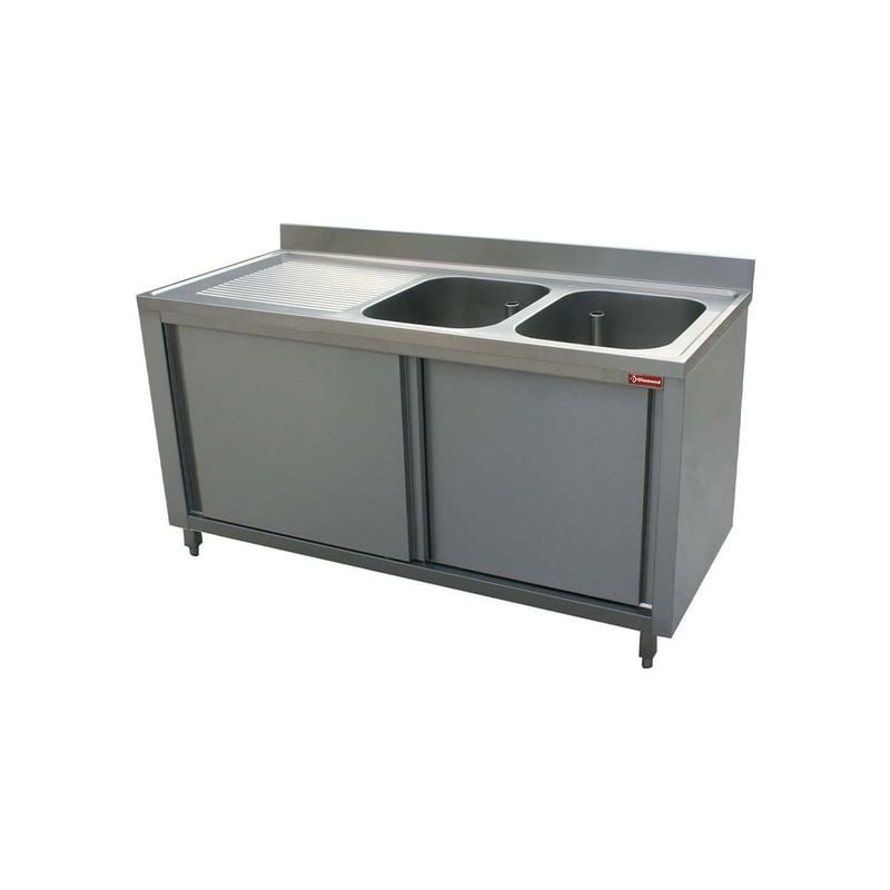 Évier 2 bacs 400x500xh275 avec égouttoir gauche et meuble DIAMOND