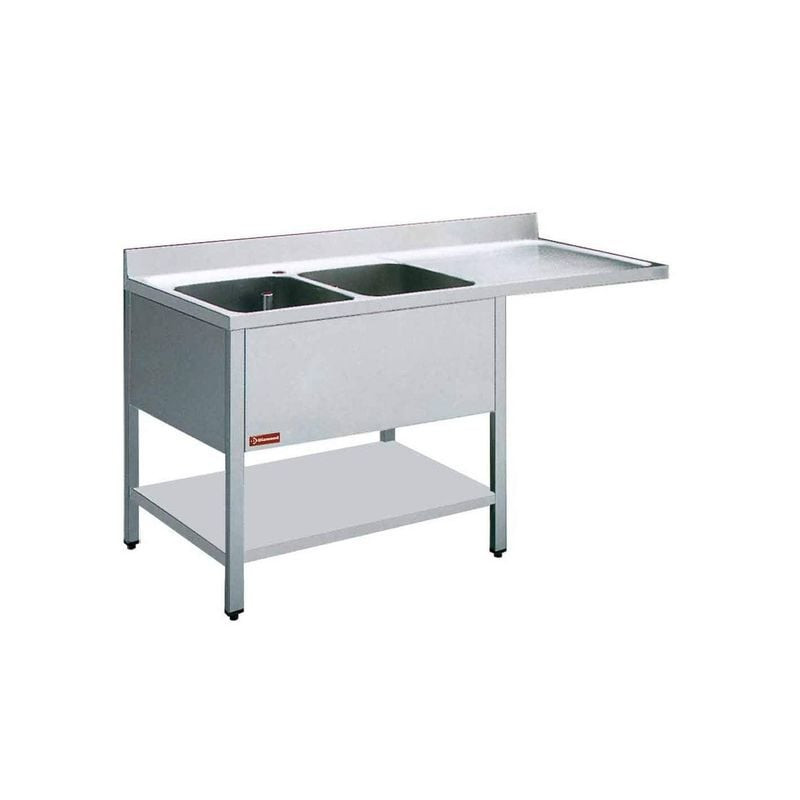Évier professionnel DIAMOND 2 cuves + égouttoir - Cuisine HORECA
