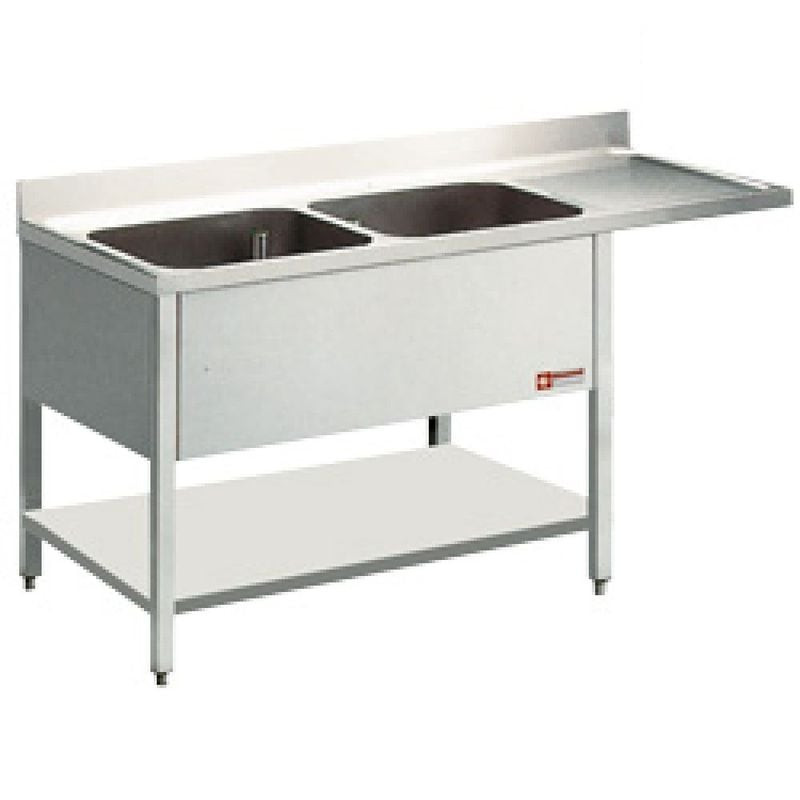 Évier professionnel DIAMOND 2 cuves + égouttoir - Cuisine HORECA