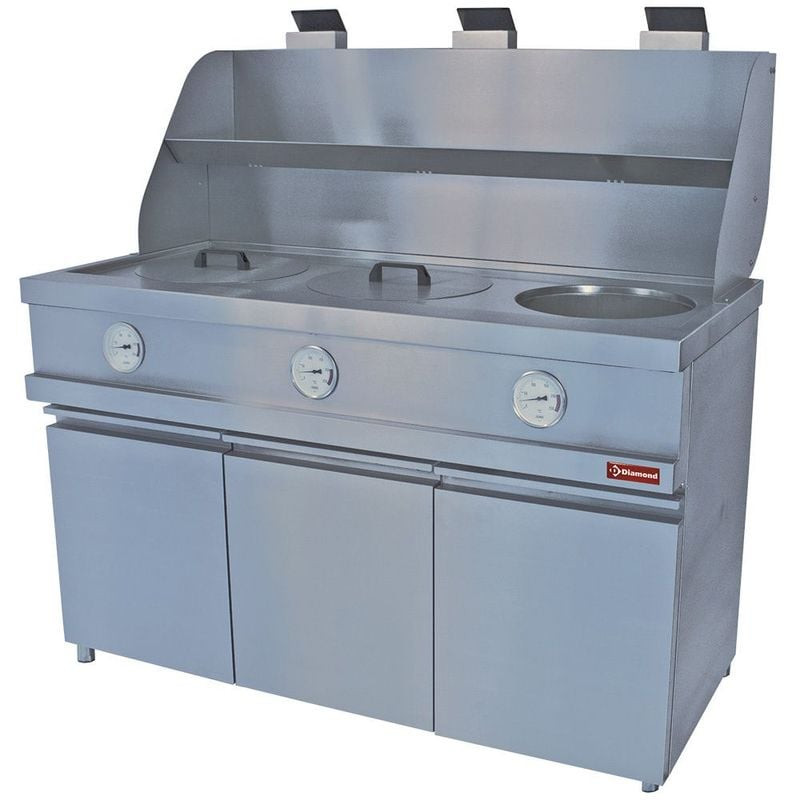 Friteuse gaz DIAMOND Heavy Duty 3 cuves - Production 50 kg/h par cuve