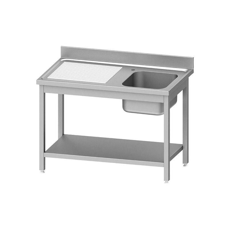 Évier inox DIVERSO ECO 1 cuve avec égouttoir gauche et tablette basse