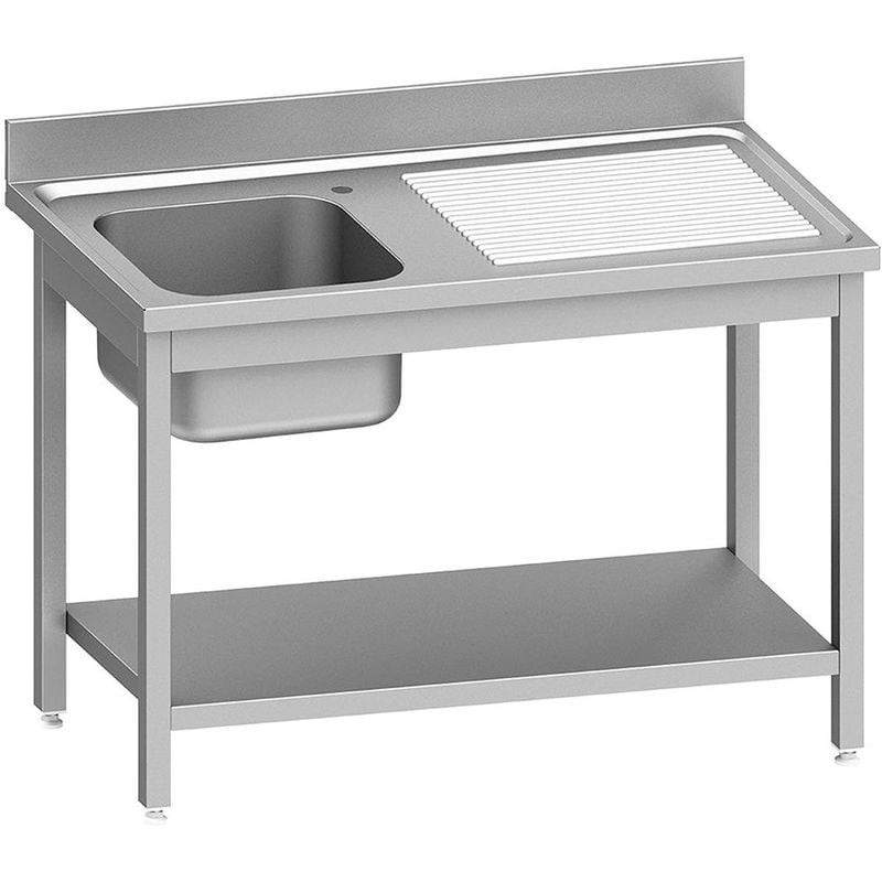 Évier inox DIVERSO ECO 1 cuve avec égouttoir droit et tablette