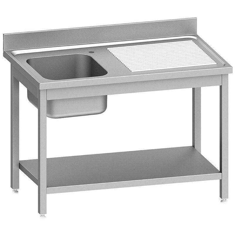 Évier inox DIVERSO ECO 1 cuve avec égouttoir droit et tablette