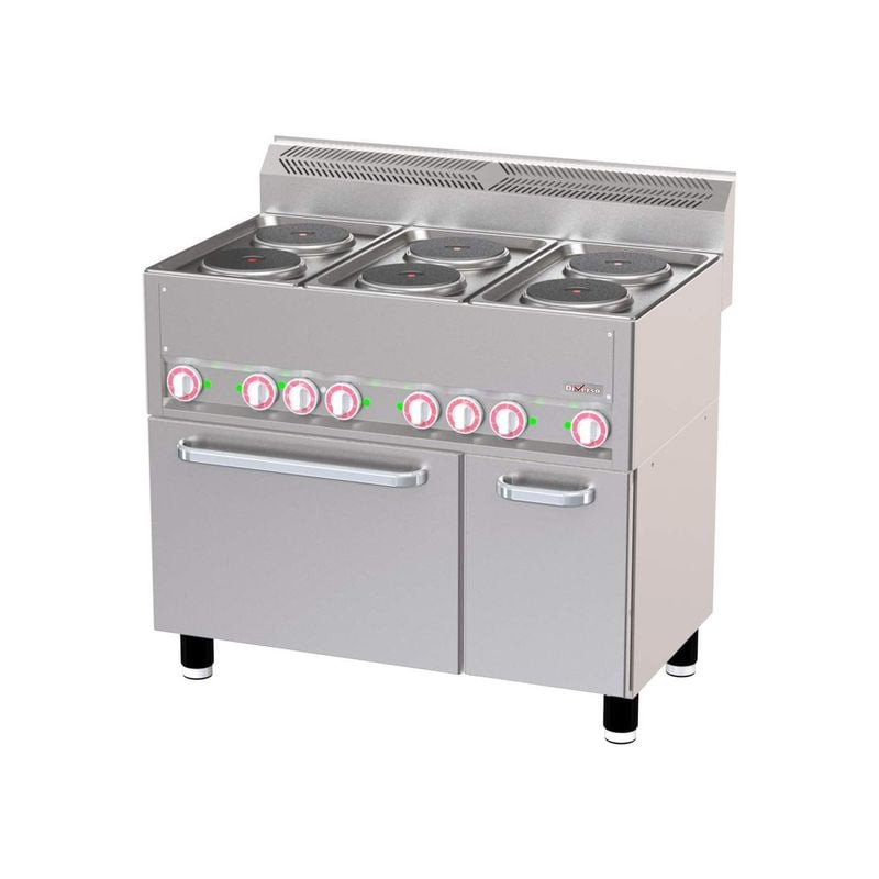 Fourneau électrique DIVERSO 6 plaques sur four à convection GN1/1