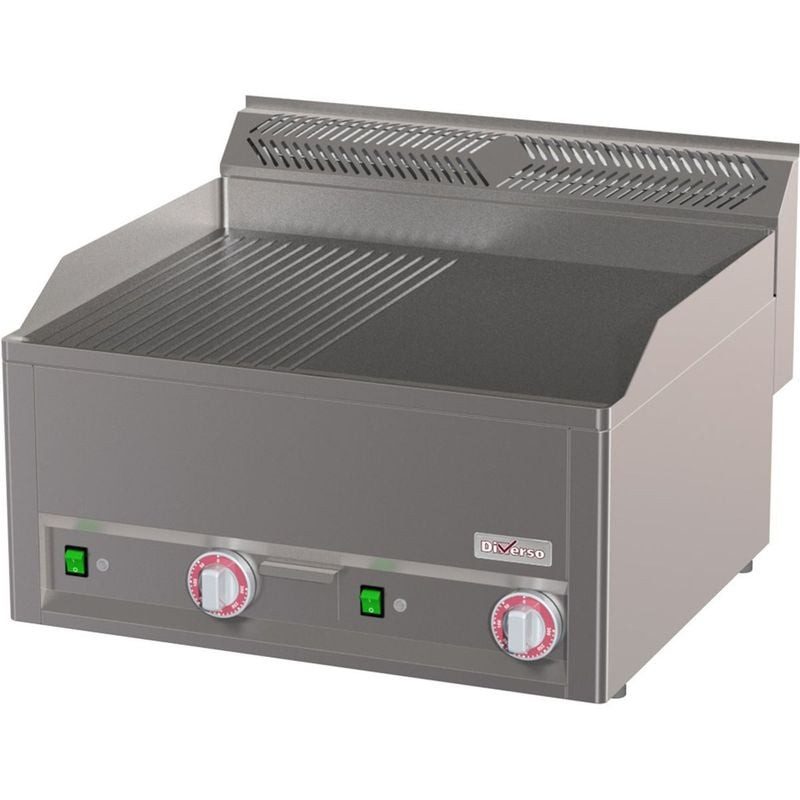 Plaque électrique DIVERSO double : moitié lisse, moitié rainurée