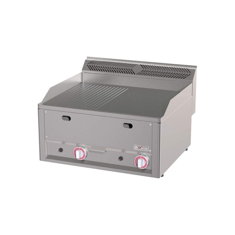 Plaque gaz DIVERSO double surface lisse et rainurée - Restauration