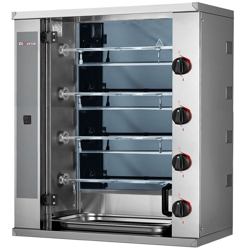 Rôtissoire à poulets vitrocéramique DIVERSO - Compacte 4 broches