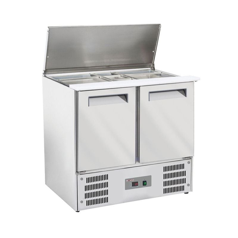 Saladette réfrigérée DIVERSO 2x GN1/1 + 3x GN1/6 + réserve 2 portes