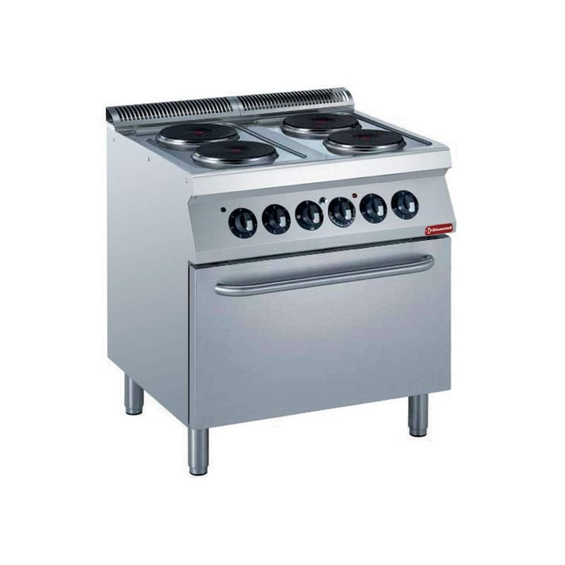 Fourneau DIAMOND 4 plaques fonte avec four électrique 6 kW - HORECA