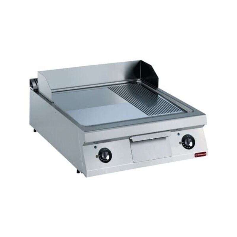 Plaque de cuisson électrique Diamond 2/3 lisse et 1/3 rainurée chromée